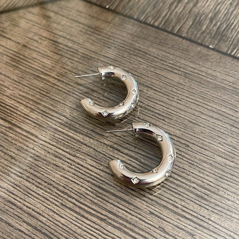 Jane Marie Silver Tubular Hoop/Clear Crystals - Picture 5 of 17